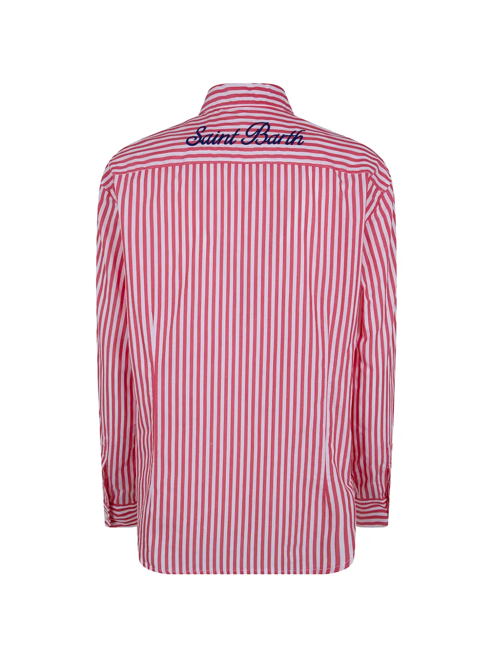 MC2 Saint Barth Meredith blouse met geborduurd logo en verticale streep Rood