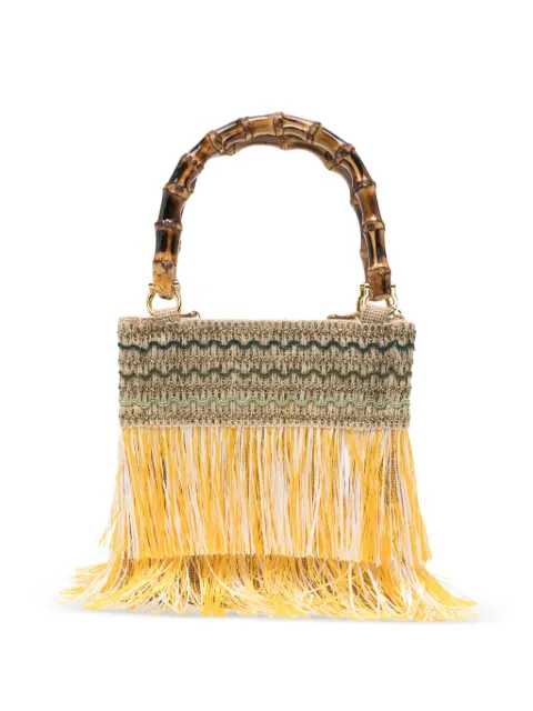 la milanesa small Orchidea bamboo-handle fringed tote bag