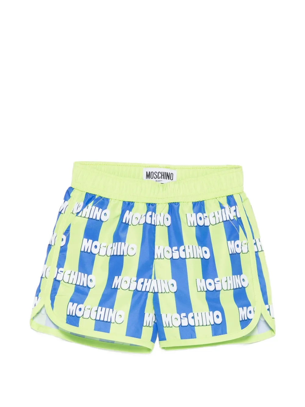 Moschino Kids striped logo swim shorts - Verde