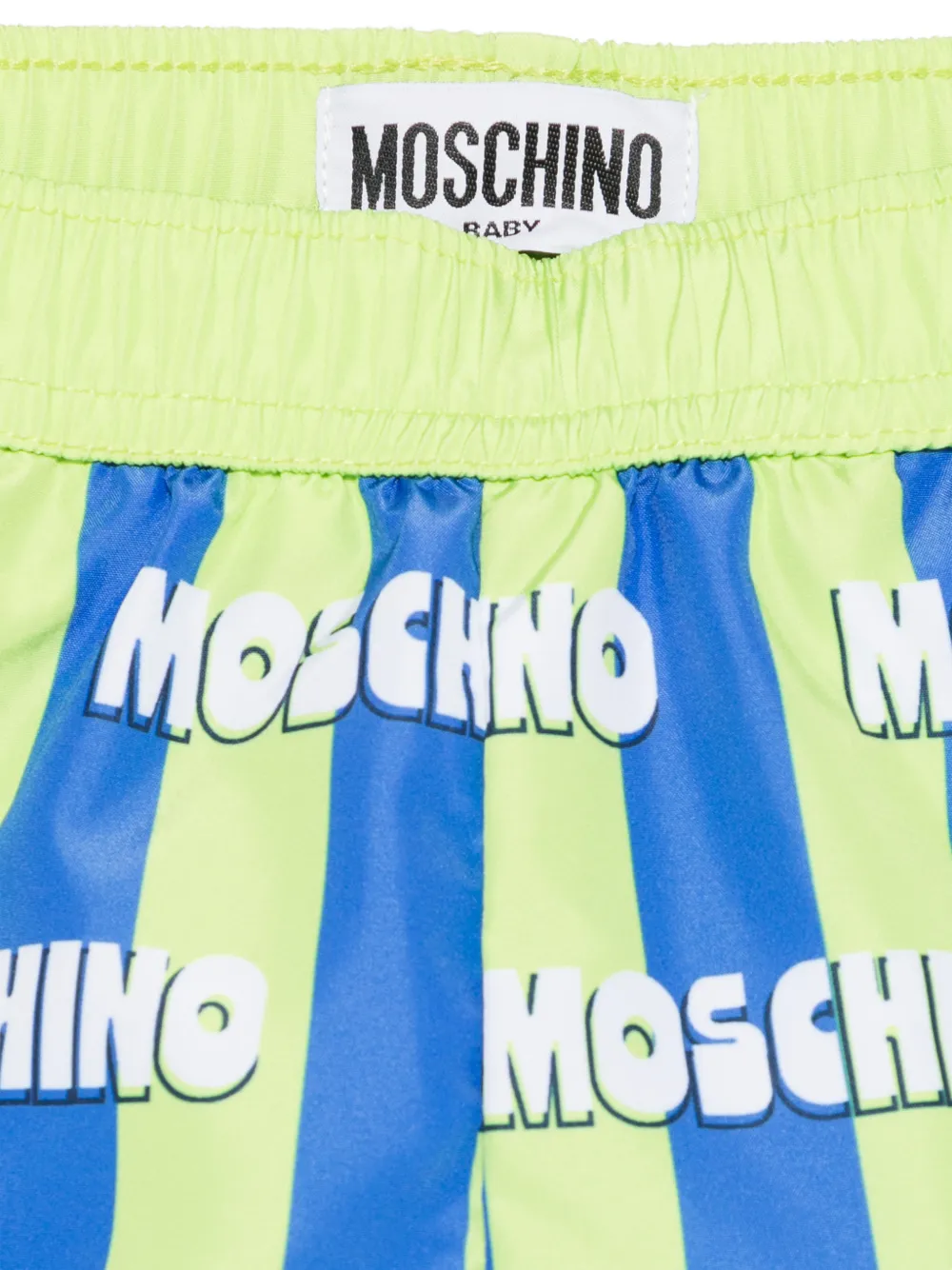 Moschino Kids Gestreepte zwembroek met logo Groen