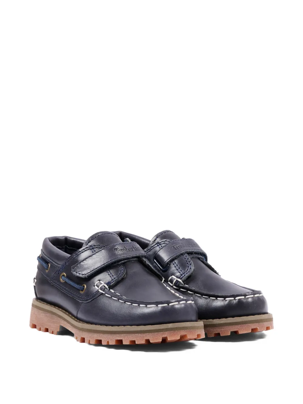 Timberland Kids touch-strap leather loafers - Blu