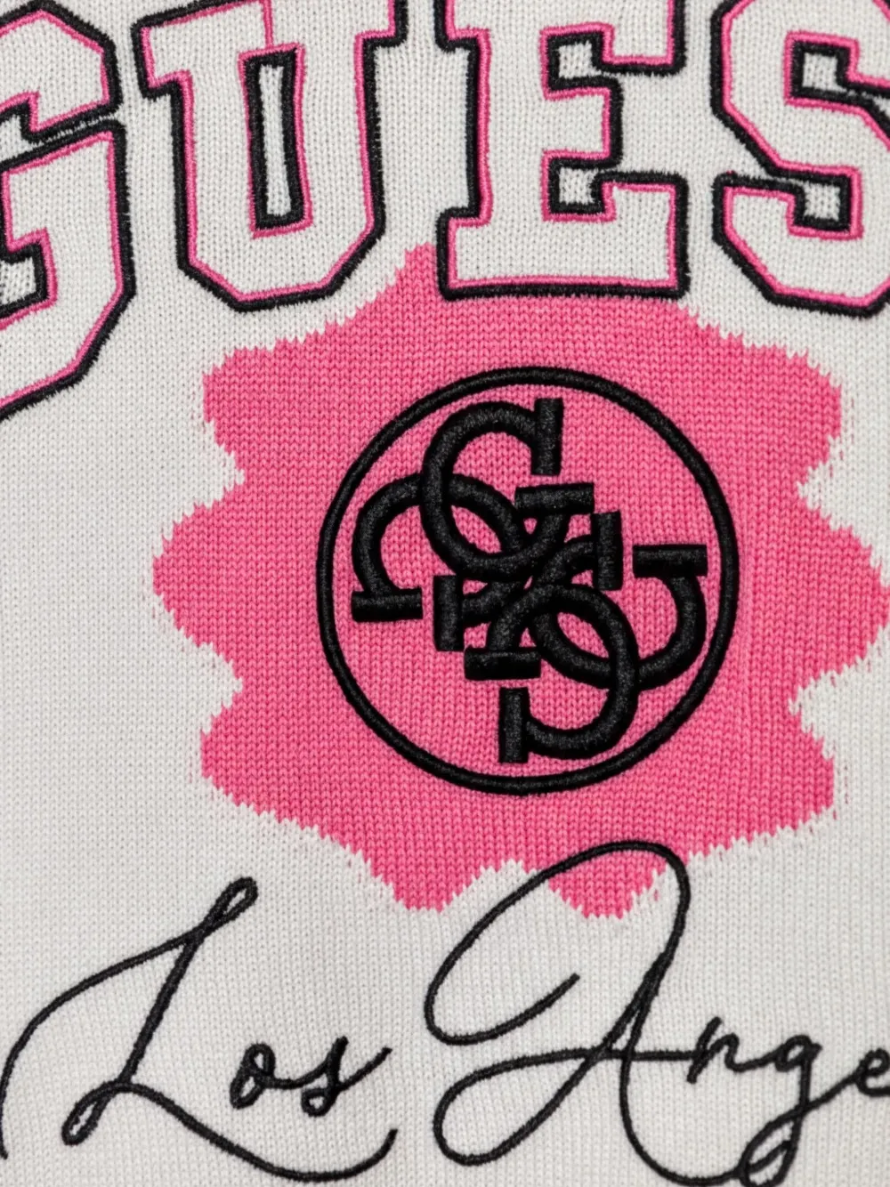 guess kids Trui met geborduurd logo en gestreepte afwerking Wit