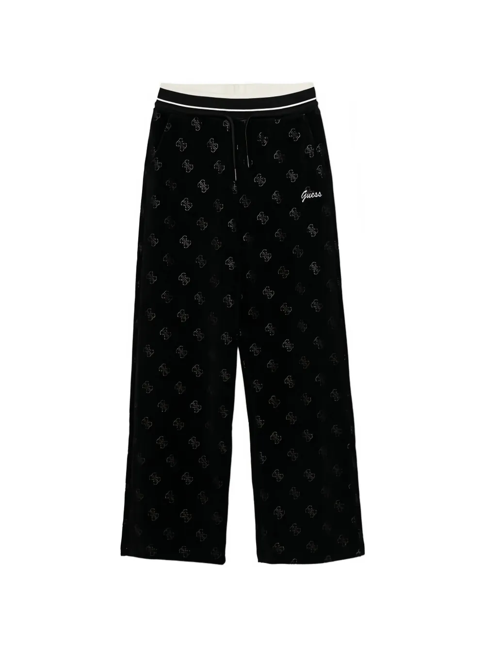 guess kids monogram-pattern track pants - Schwarz