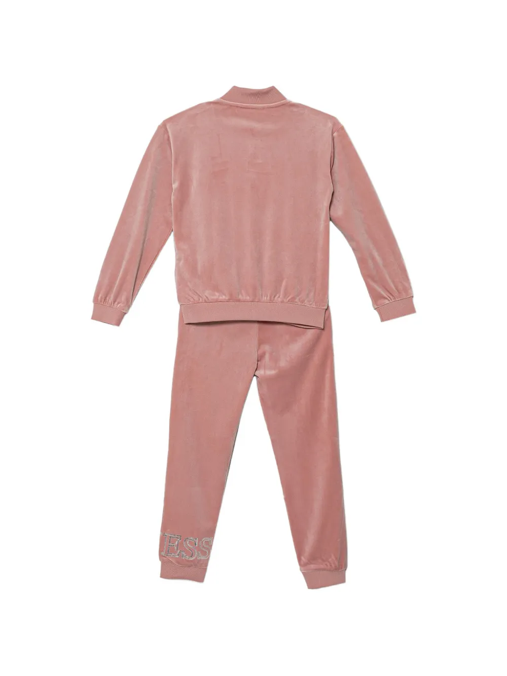 guess kids logo-embellished velvet tracksuit Roze