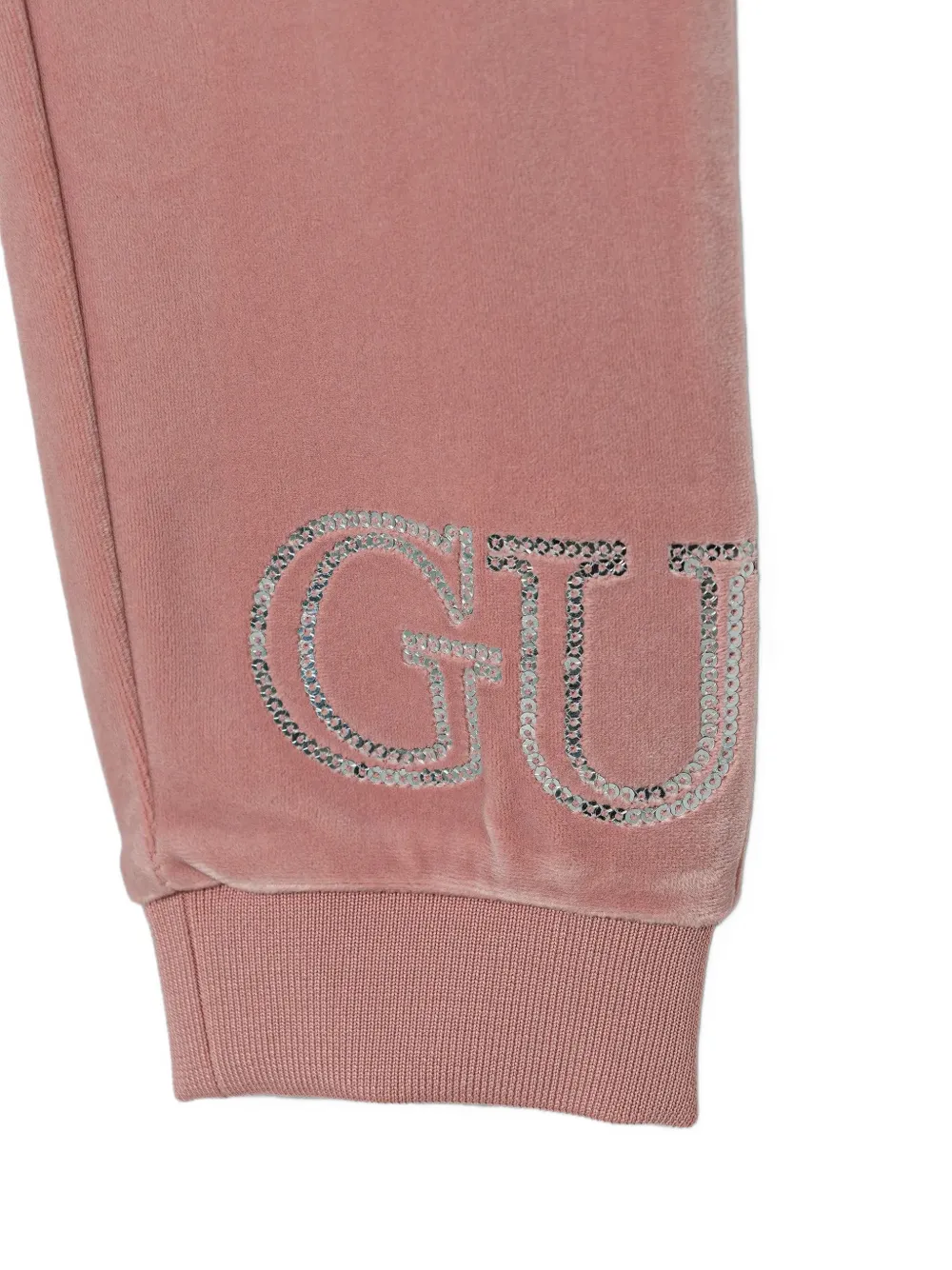 guess kids logo-embellished velvet tracksuit Roze