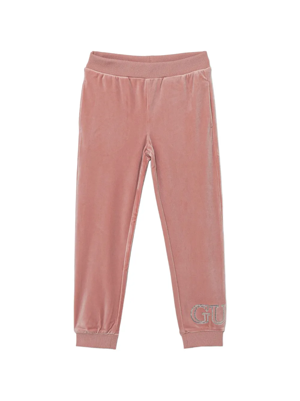 guess kids logo-embellished velvet tracksuit Roze