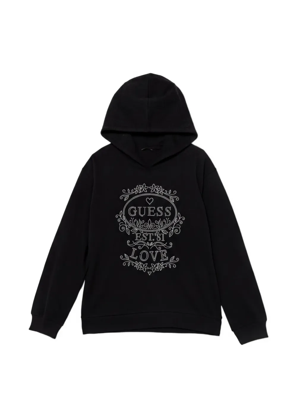 guess kids rhinestone-embellished hoodie - Nero