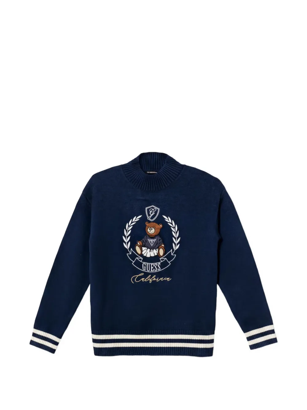 guess kids bear appliqué sweater - Blu