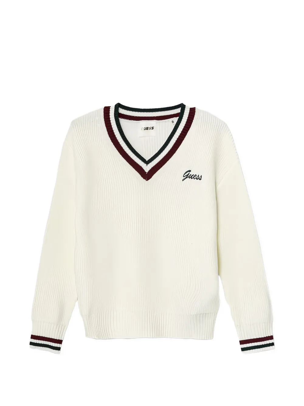 guess kids V-neck striped sweater - Bianco