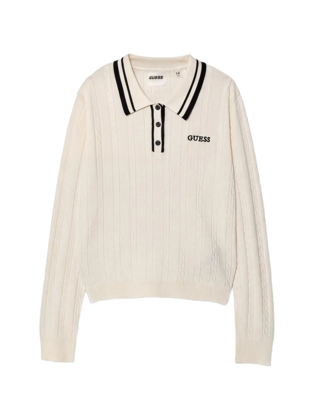 guess kids cable-knit polo top - Toni neutri