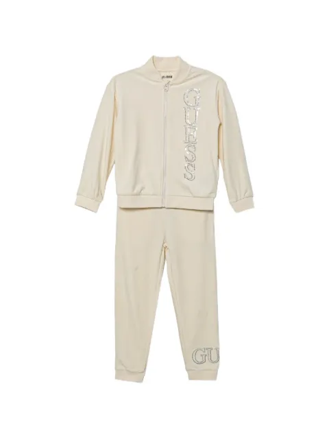 guess kids sequin-logo velour tracksuit set