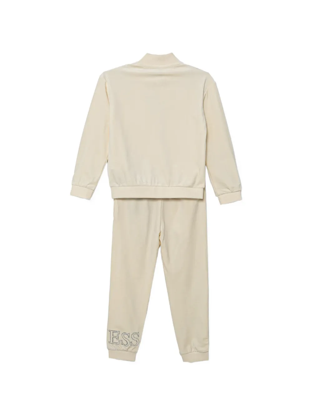 guess kids sequin-logo velour tracksuit set Beige