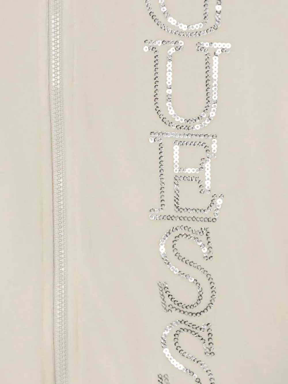 guess kids sequin-logo velour tracksuit set Beige