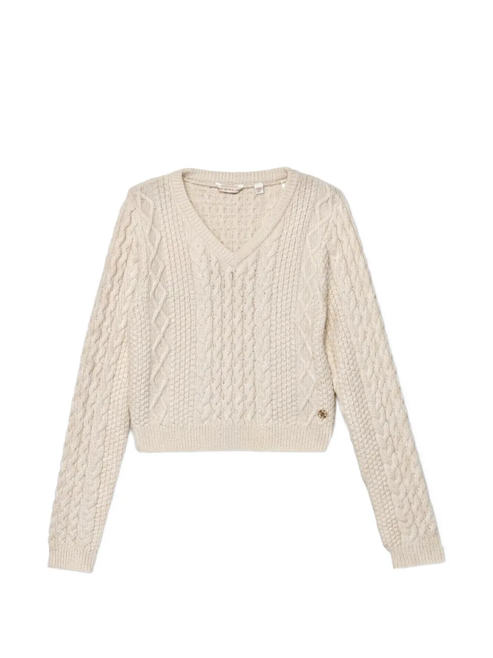 guess kids V-neck cable-knit sweater - Toni neutri