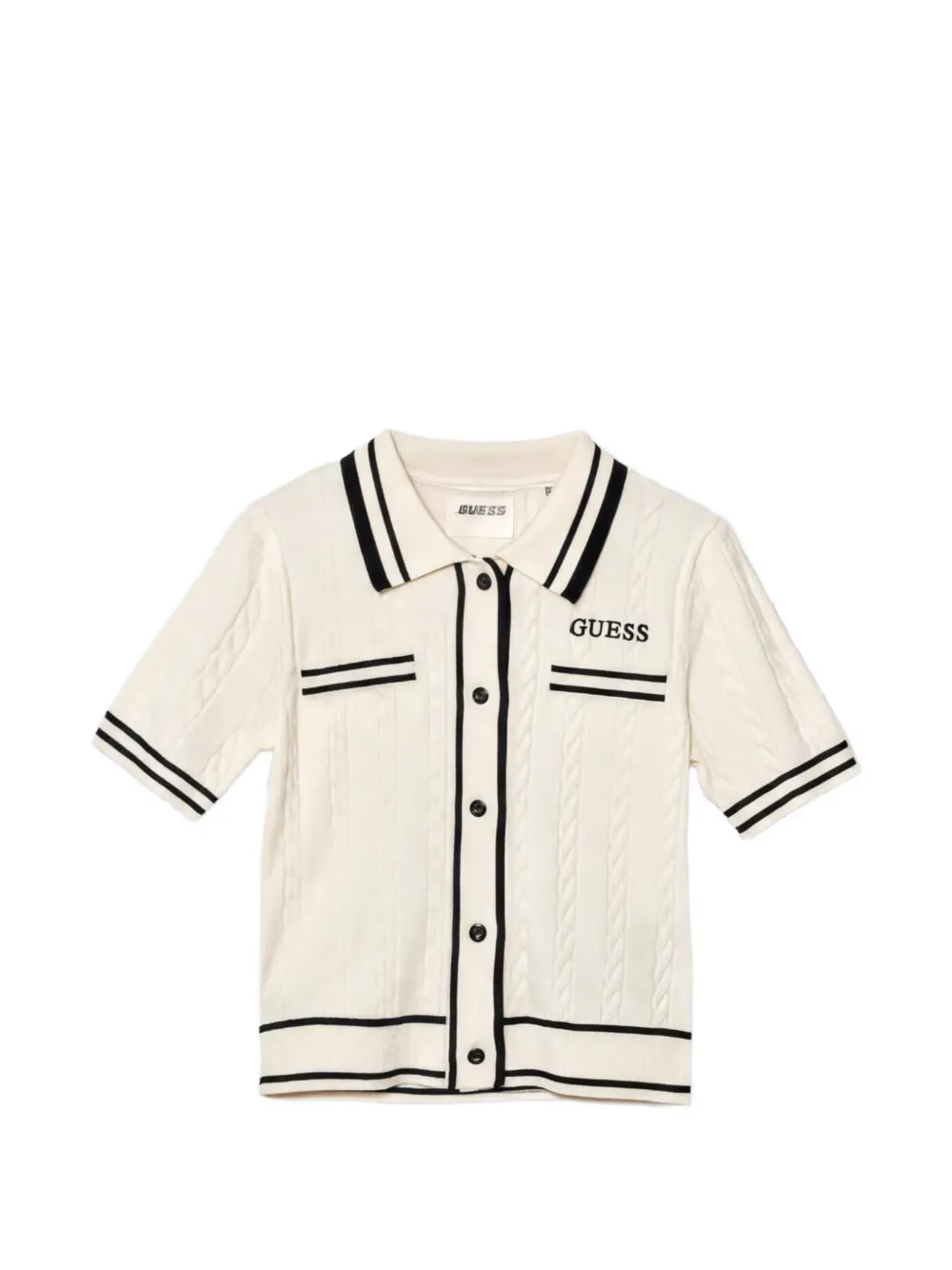 guess kids Gestreiftes Oberteil mit Zopfmuster - Nude
