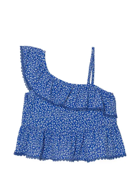 guess kids floral-print ruffled top