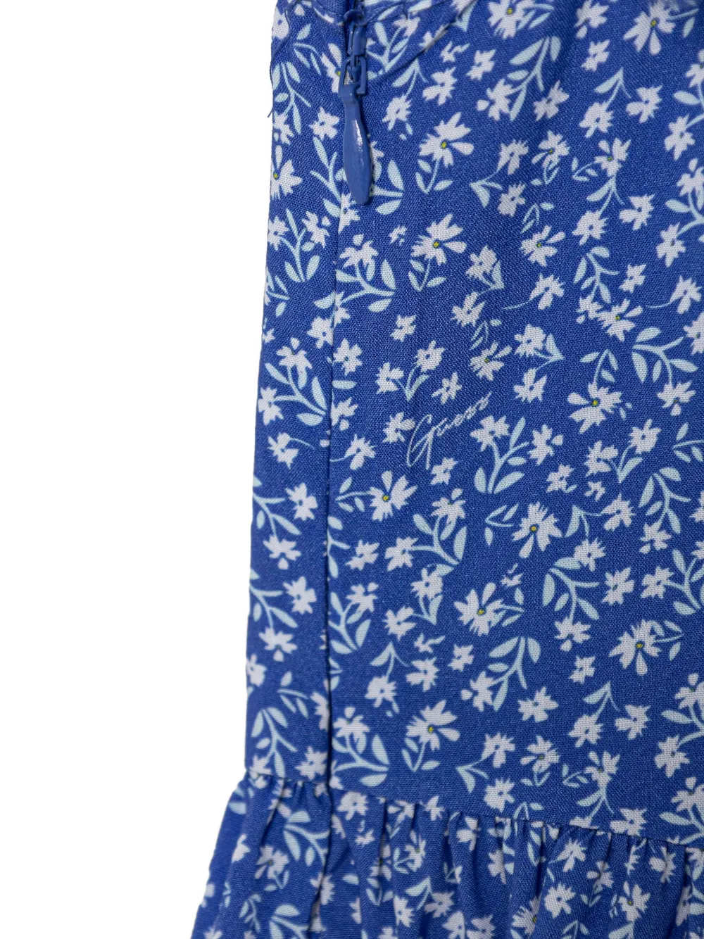 guess kids floral-print ruffled top Blauw