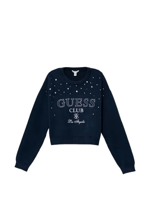 guess kids rhinestone crew-neck sweater