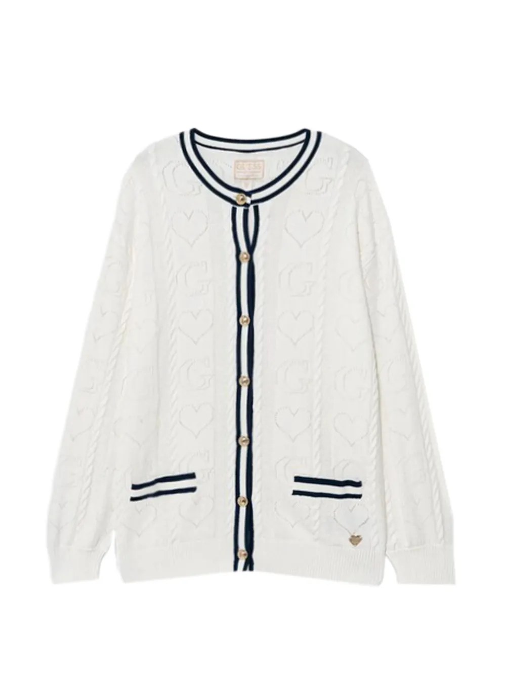 guess kids cable-knit cardigan - White