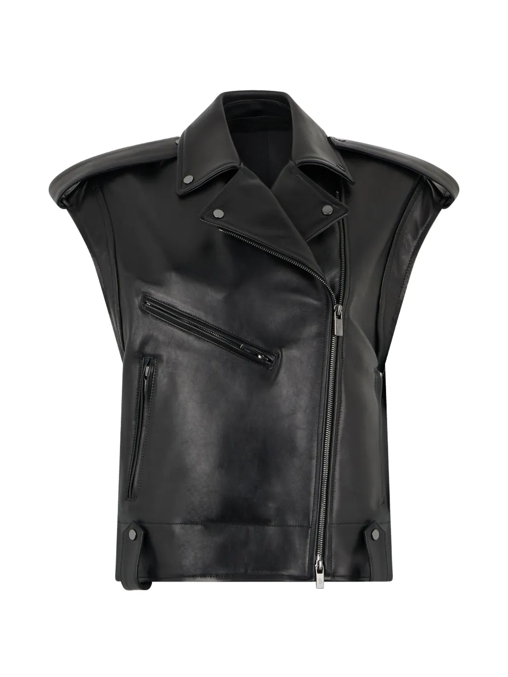 Salvatore Santoro sleeveless leather biker jacket - Schwarz