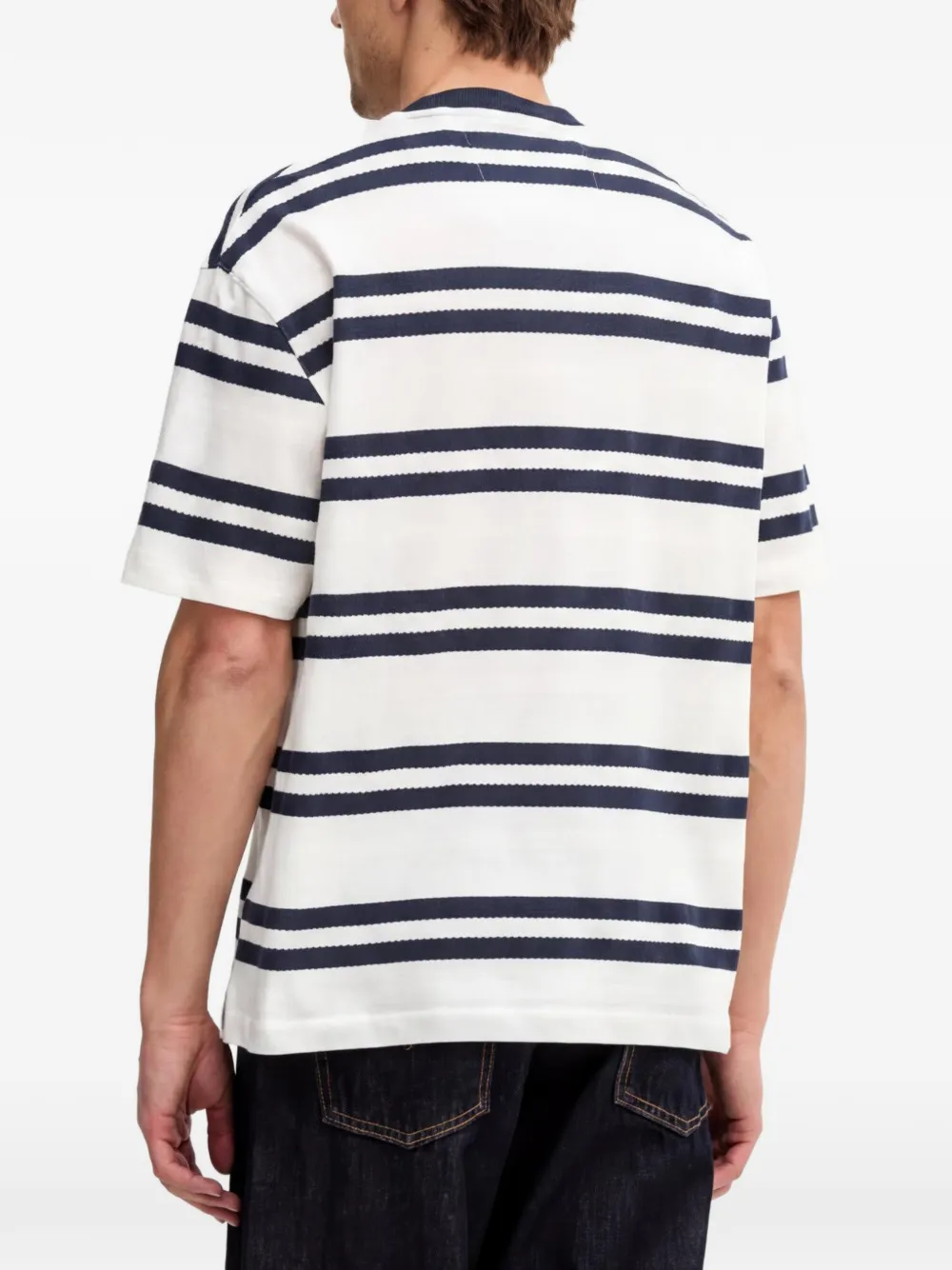 GUESS USA T-shirt met horizontale streep en logopatch Wit