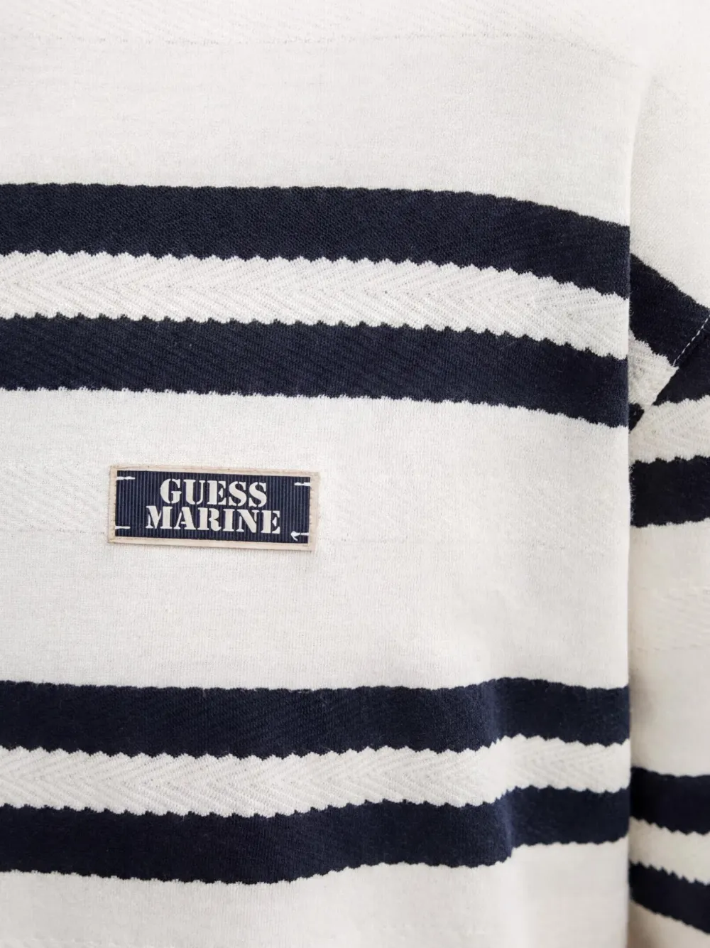 GUESS USA T-shirt met horizontale streep en logopatch Wit