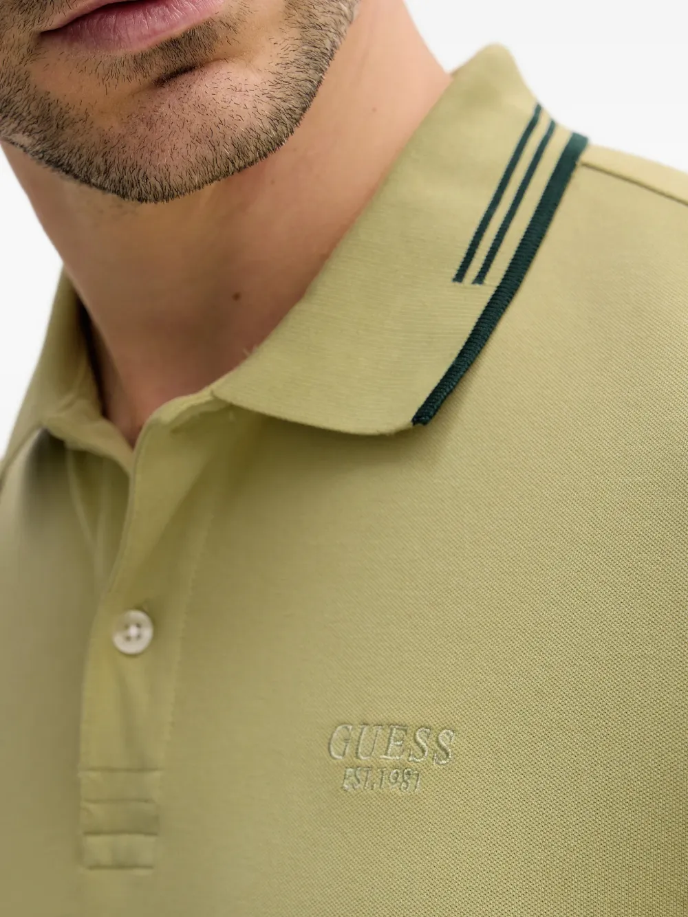 GUESS USA striped collar polo shirt Groen
