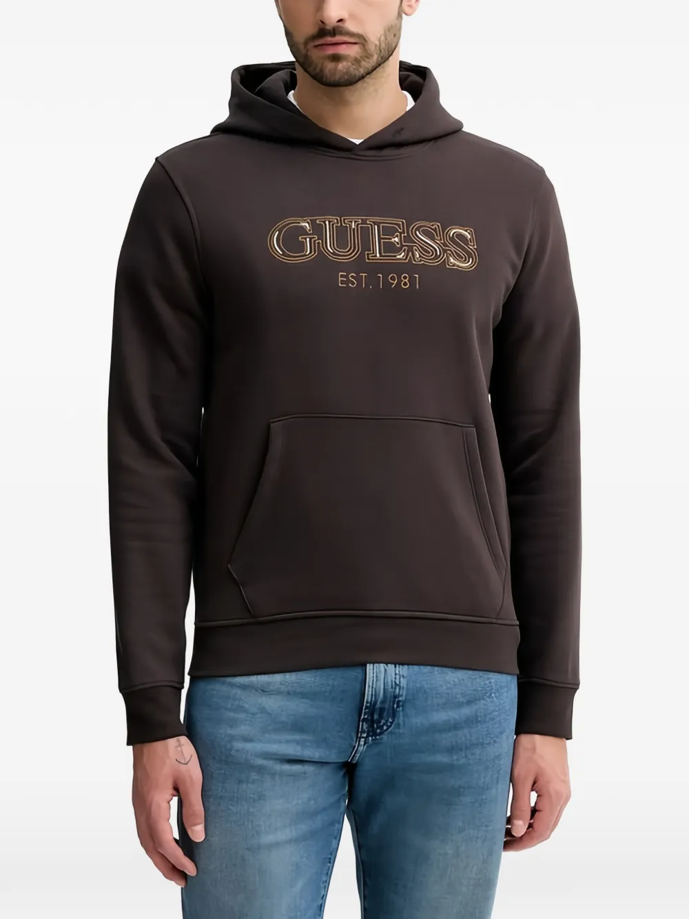 GUESS USA logo hoodie - Marrone