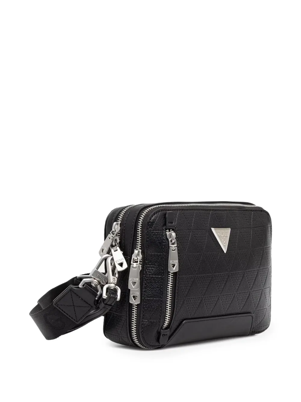 GUESS USA Medium Torino messengertas met driehoekig logo Zwart