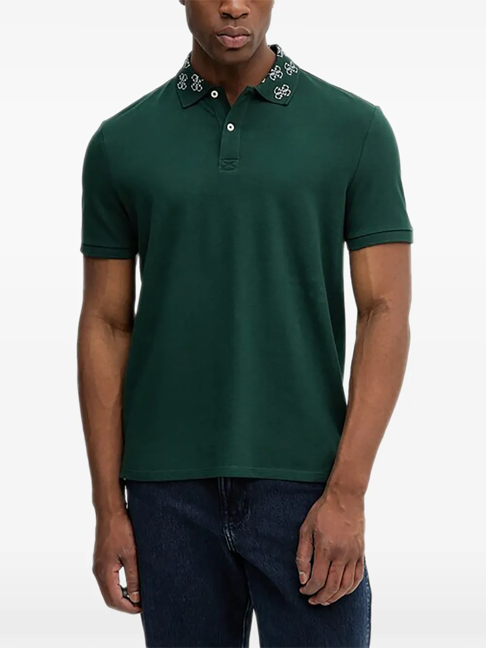GUESS USA short-sleeve pattern collar polo shirt - Verde