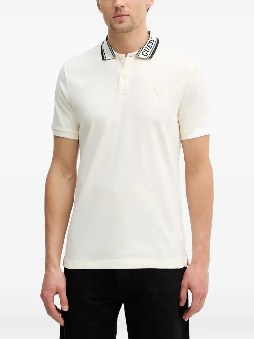 GUESS USA logo-collar polo shirt - Bianco