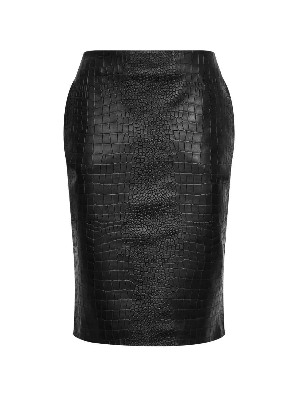 Alex Perry crocodile-embossed leather midi skirt - Nero