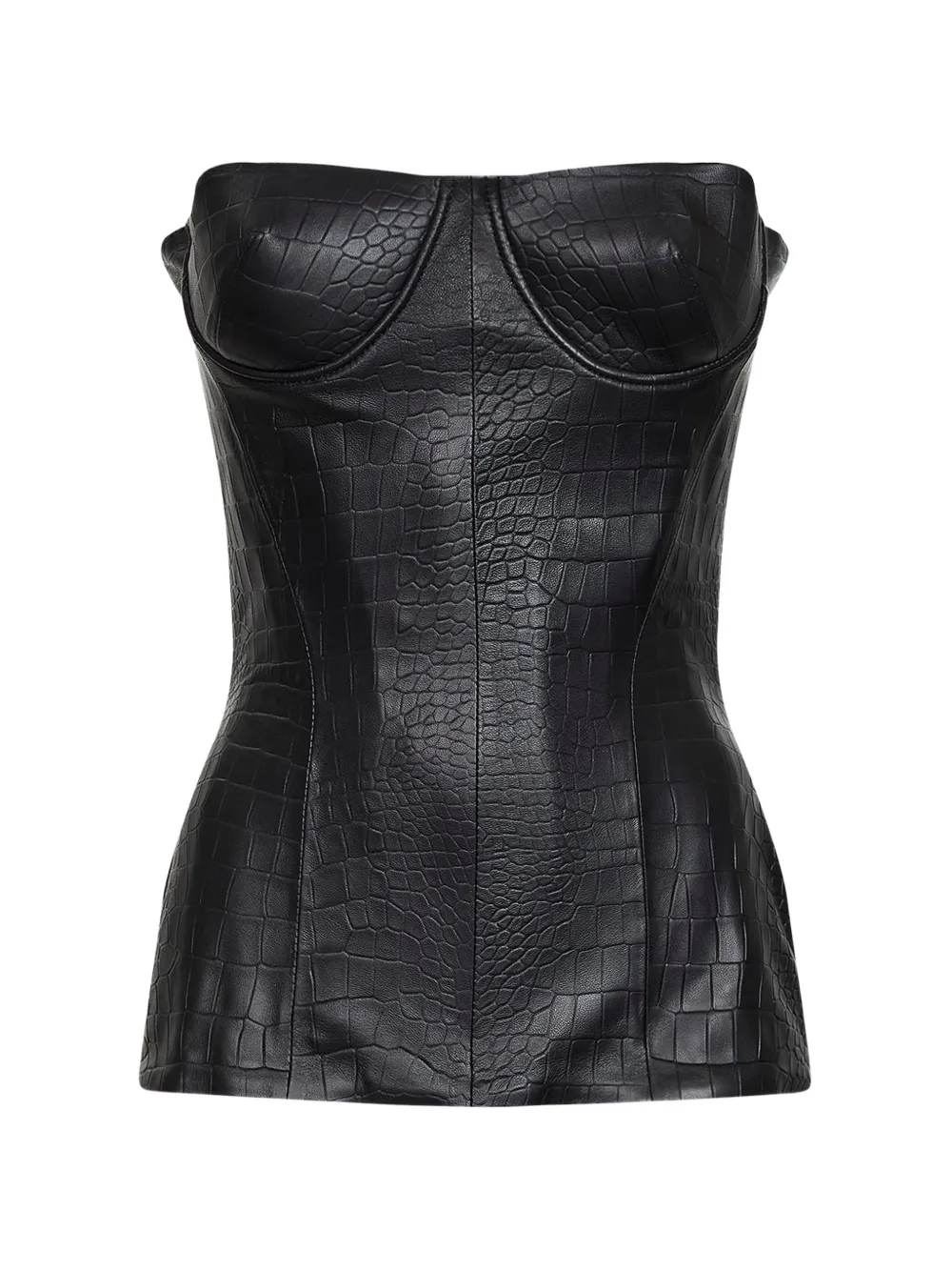 Alex Perry crocodile-embossed strapless top - Schwarz