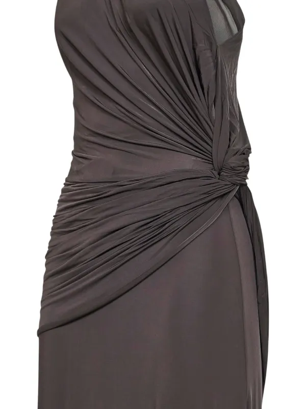 alex perry grey dress One-shoulder twist-front draped jersey gown - gray