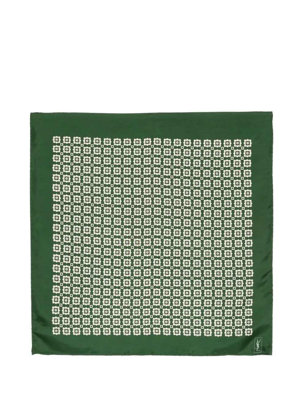 Pre-owned Saint Laurent 1990s Geometric Scarf In Green