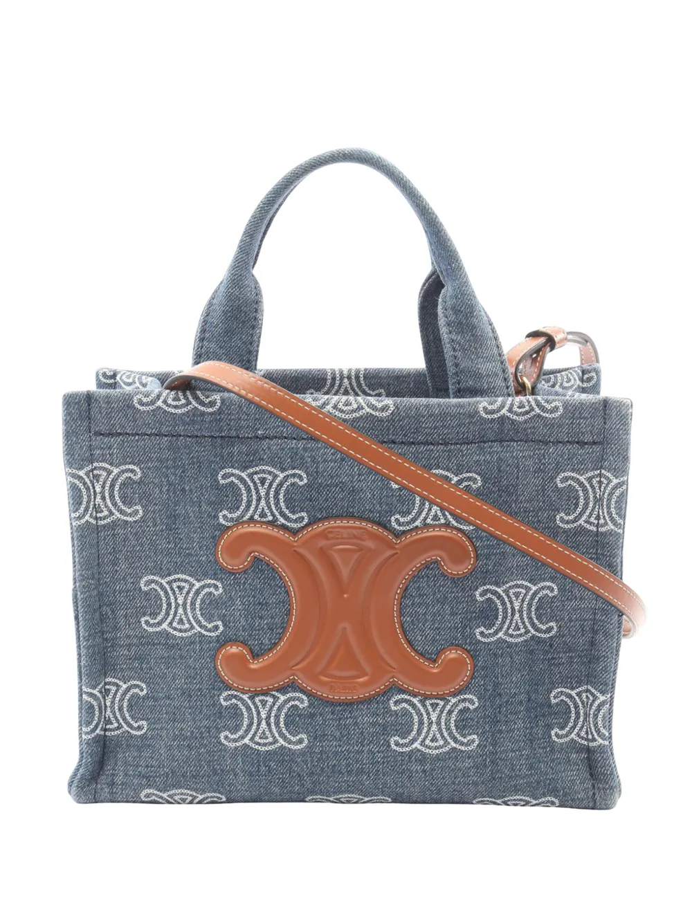 Celine Pre-Owned 2023 Small Denim Cabas Thais satchel - Blu