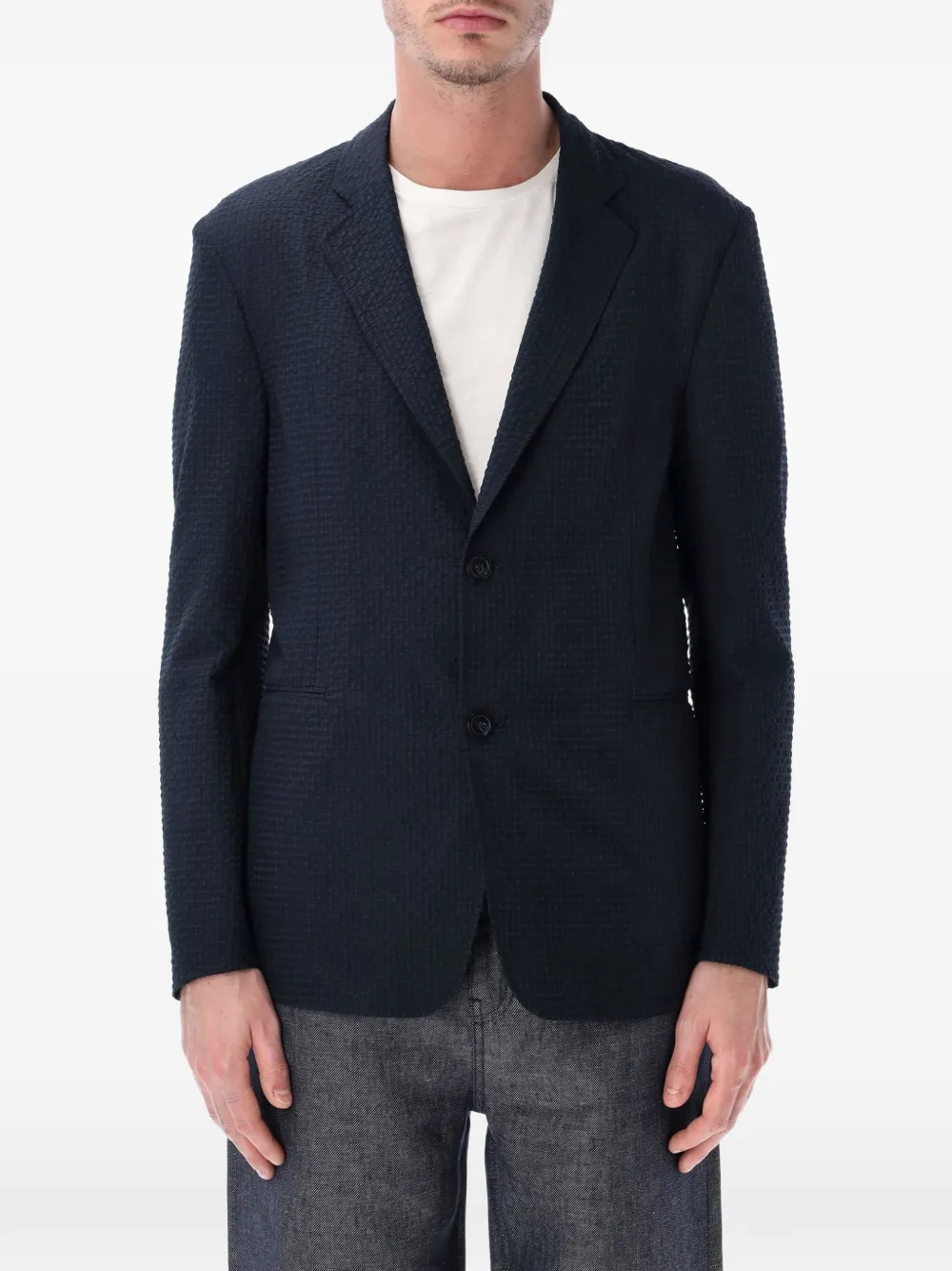 Emporio Armani seersucker blazer - Blue