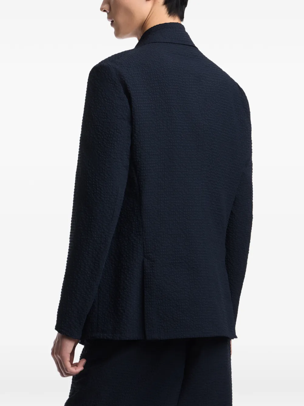 Emporio Armani Seersucker blazer Blauw