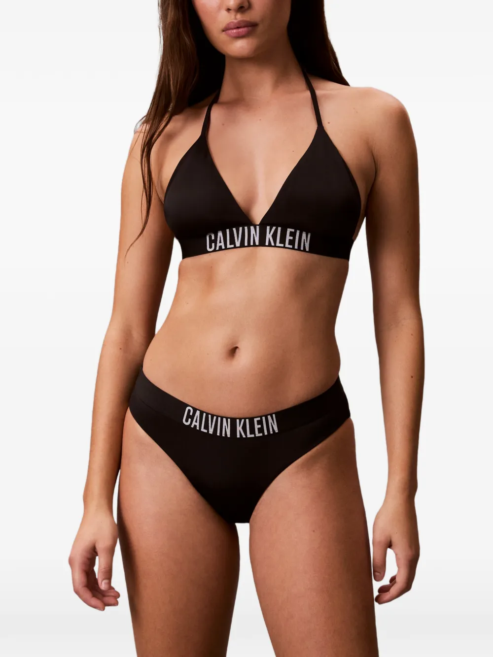  Calvin Klein Intense Power Logo-waistband Bikini Bottoms - Black 