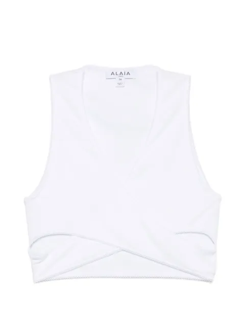 Alaïa ribbed-knit wrap-style top