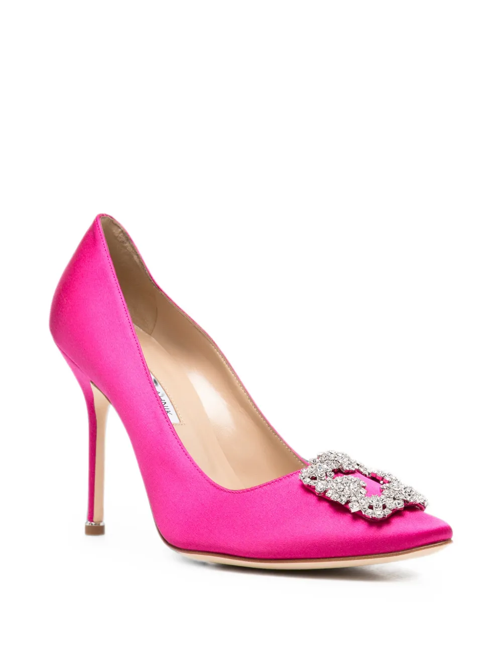 Manolo Blahnik Hangisi crystal-buckle pumps Roze