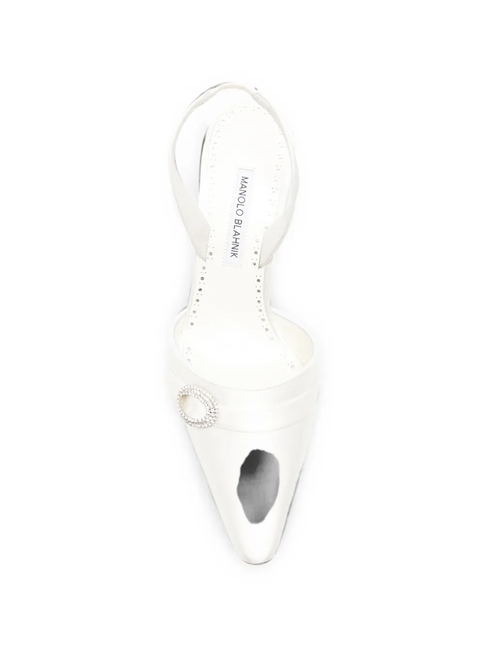 Manolo Blahnik Slingback pumps verfraaid met kristallen Wit
