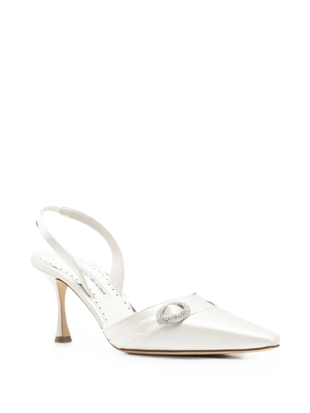 Manolo Blahnik Slingback pumps verfraaid met kristallen Wit