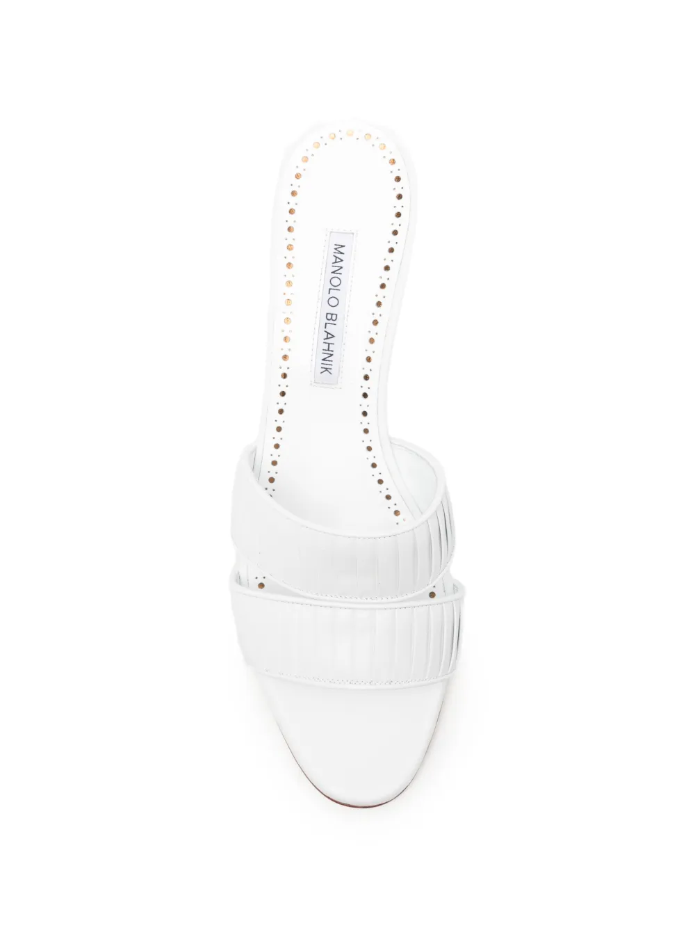 Manolo Blahnik Lusinamu Pleated Mules in White, view 4