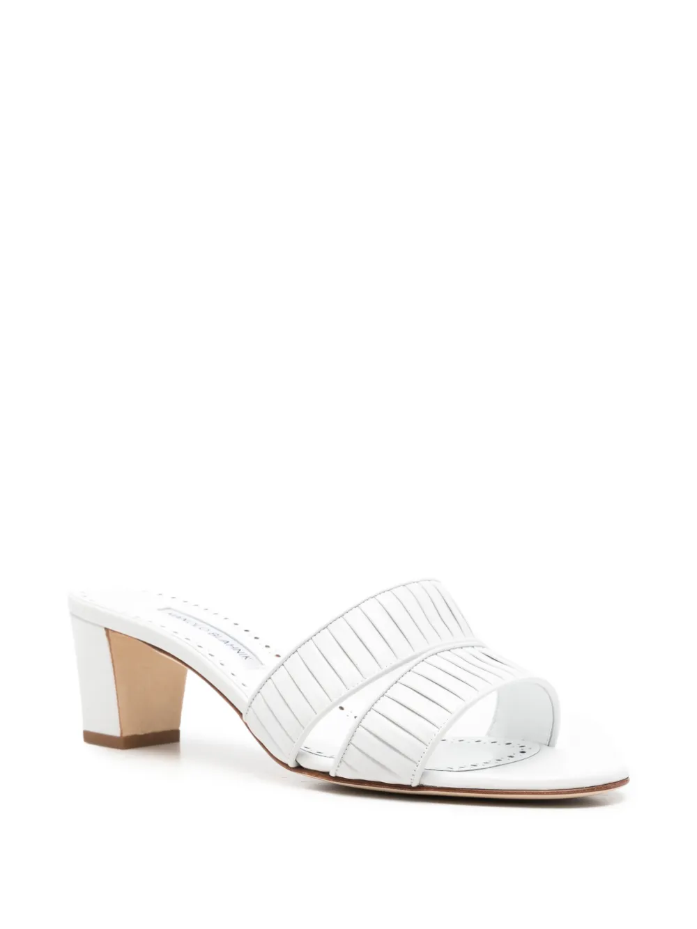 Manolo Blahnik Lusinamu Pleated Mules in White, view 2
