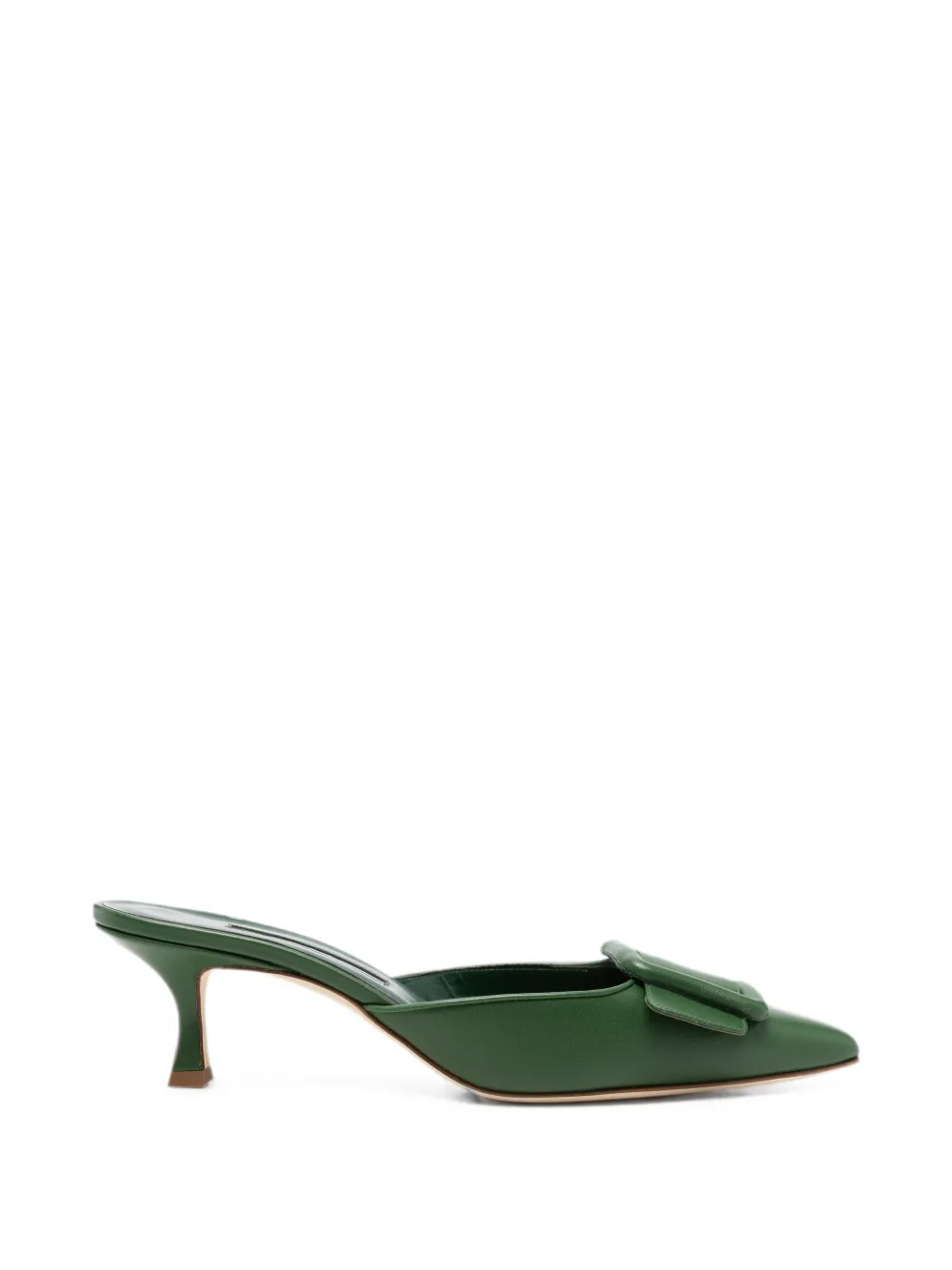 Manolo Blahnik Mayssale Buckle-detail Mules In Green