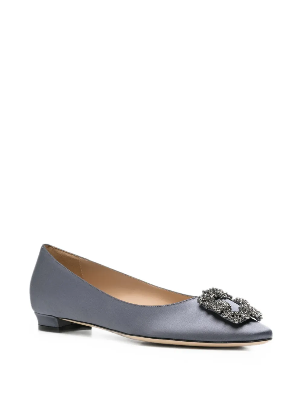 Manolo Blahnik crystal-embellished ballet flats Blauw
