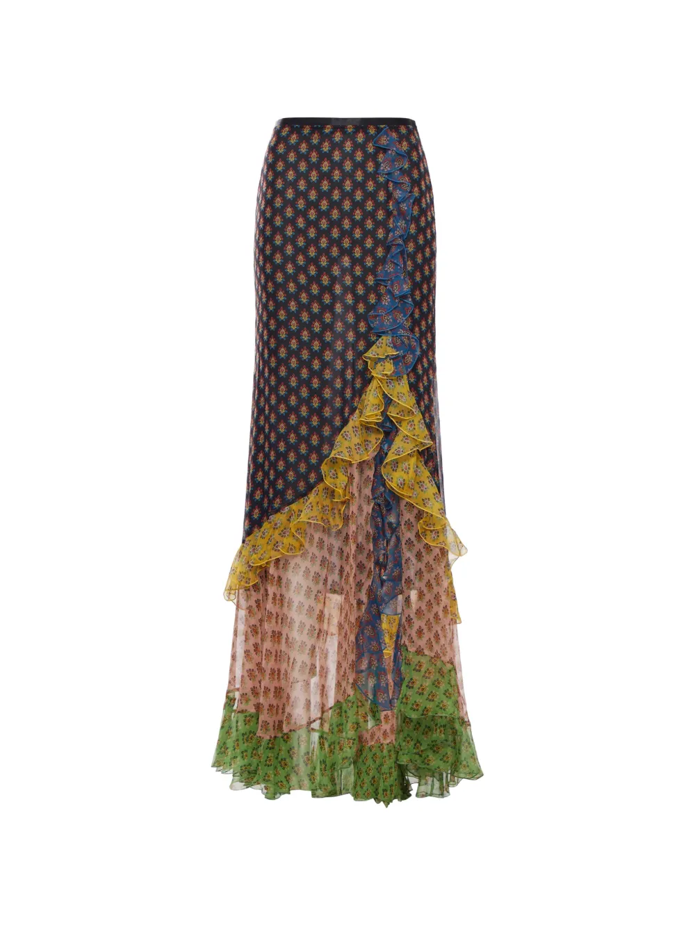 ETRO floral-print ruffled skirt - Blu