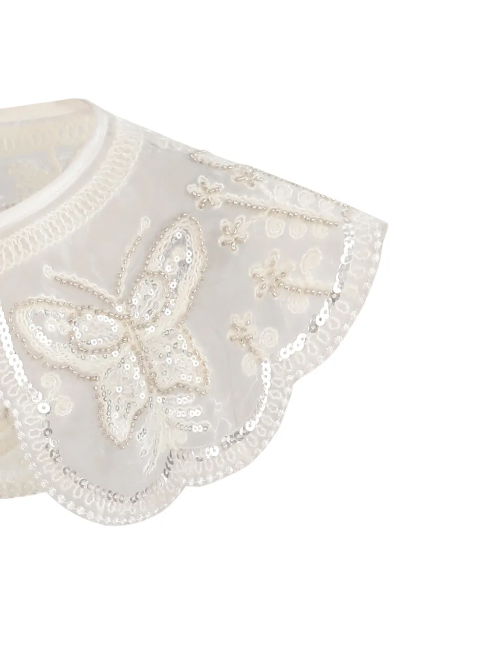  Tulleen Sequin Tie-front Stole - Neutrals 