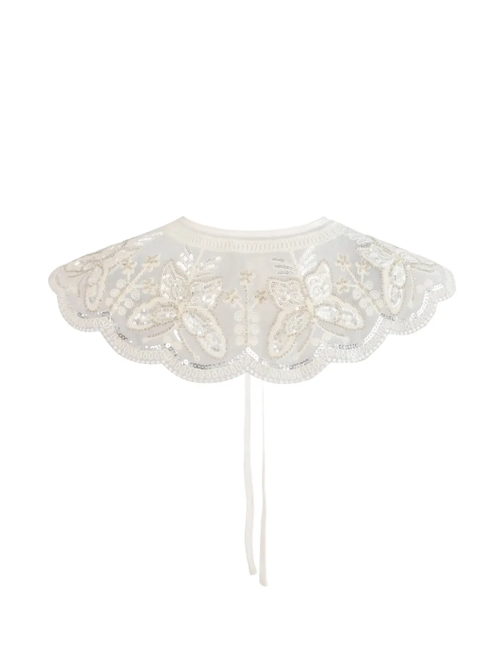  Tulleen Sequin Tie-front Stole - Neutrals 